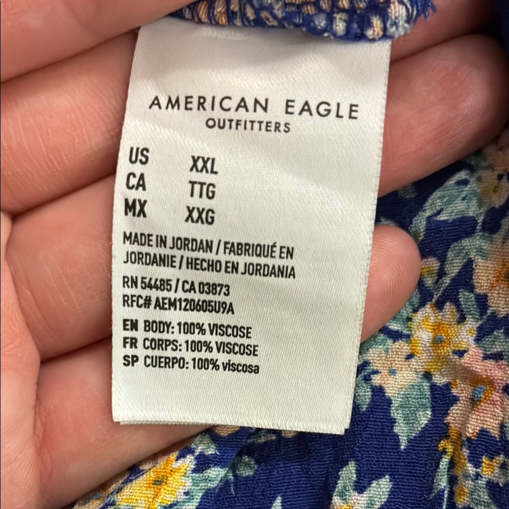 American Eagle Outfitters Blue and Yellow High Waist Floral Shorts 2XL XXL - Picture 3 of 4